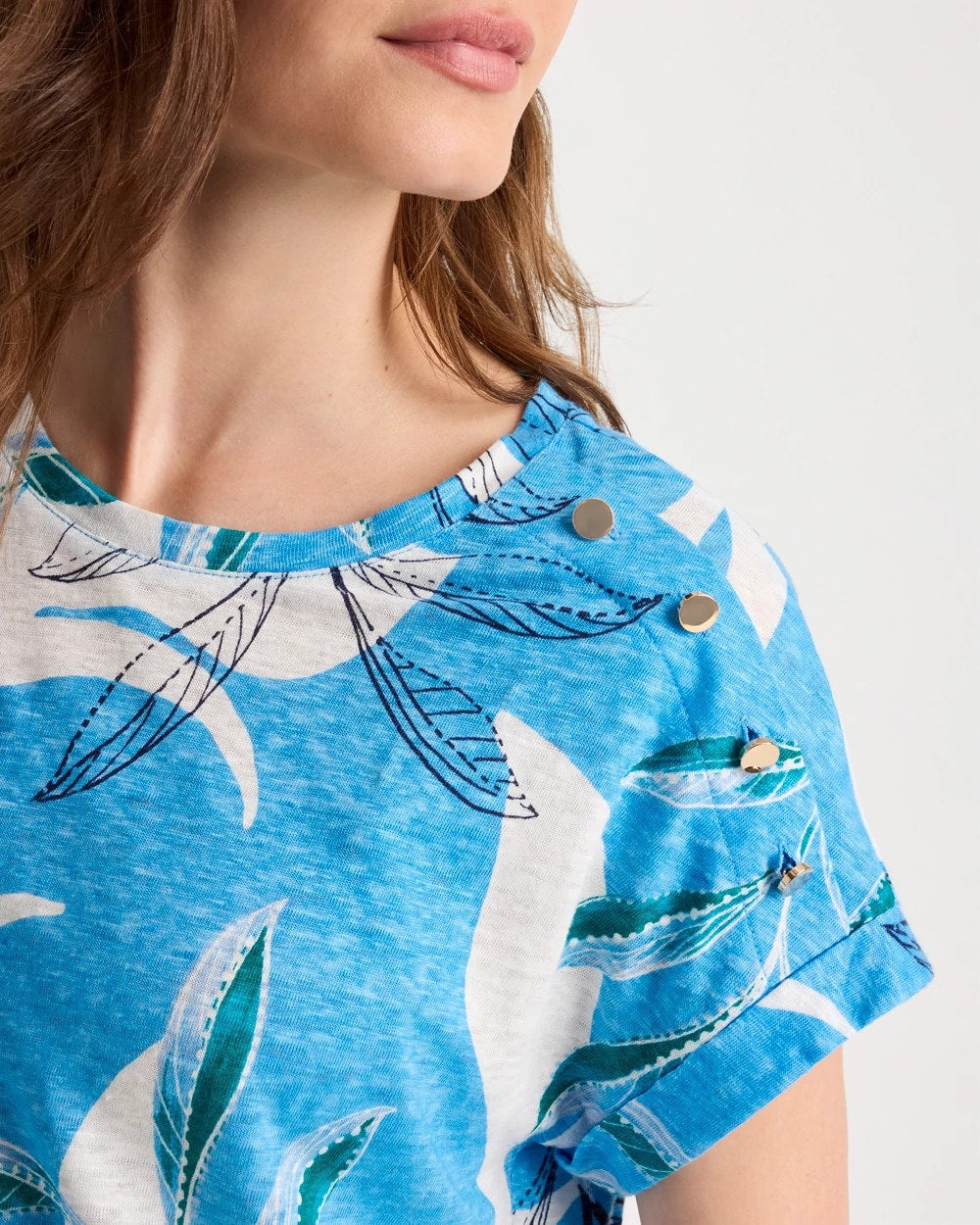 Chico's | Printed Linen Button Tunic/ Blue Tide
