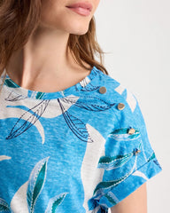 Chico's | Printed Linen Button Tunic/ Blue Tide
