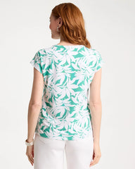 Chico's | Refined Palm Button Tee/ Green Clover