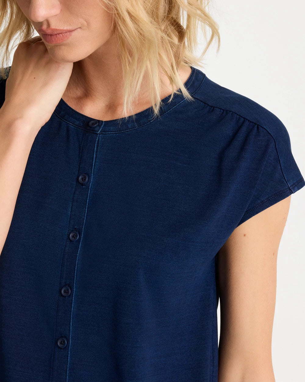 Chico's | Refined Denim Button Tee/ Riviera Authentic