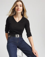 Chico's | Pima Cotton 3/4 Sleeve Tee/ Black