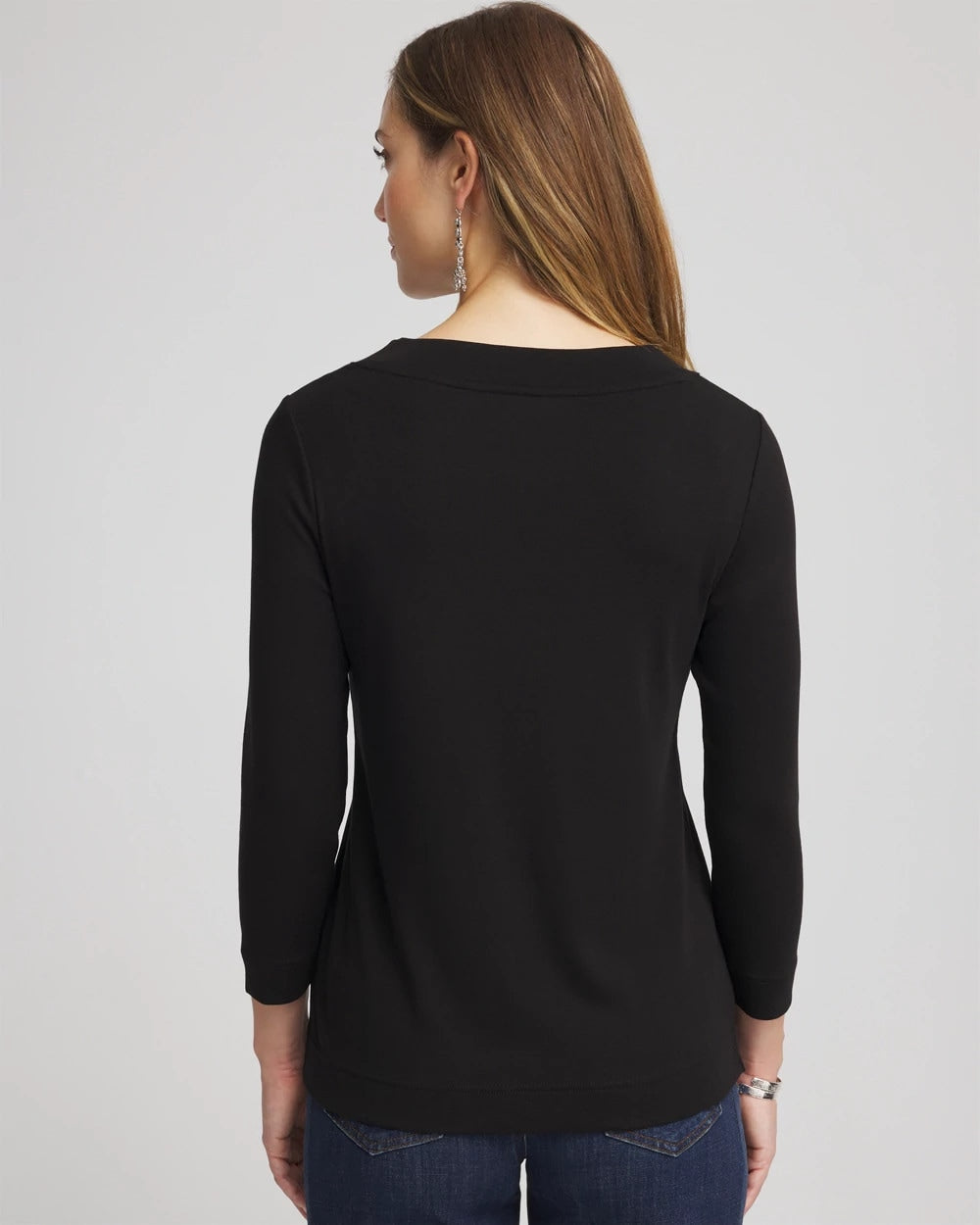 Chico's | Pima Cotton 3/4 Sleeve Tee/ Black