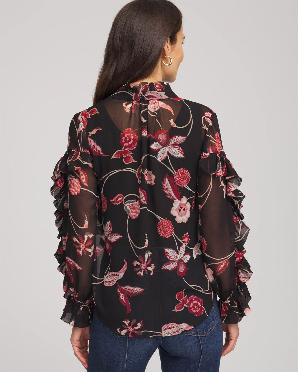 Chico's | Georgette Celtic Blooms Blouse/ Black