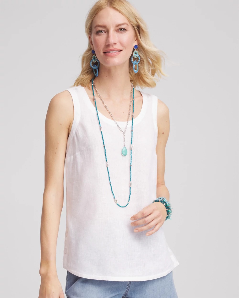 Chico's | Sleeveless Linen Tank Top/ Alabaster