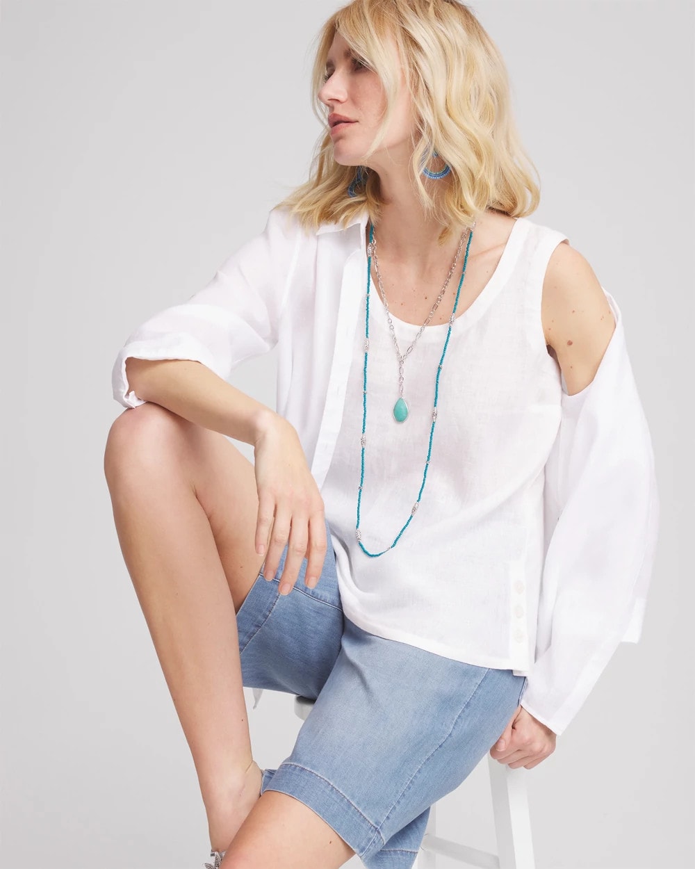 Chico's | Sleeveless Linen Tank Top/ Alabaster