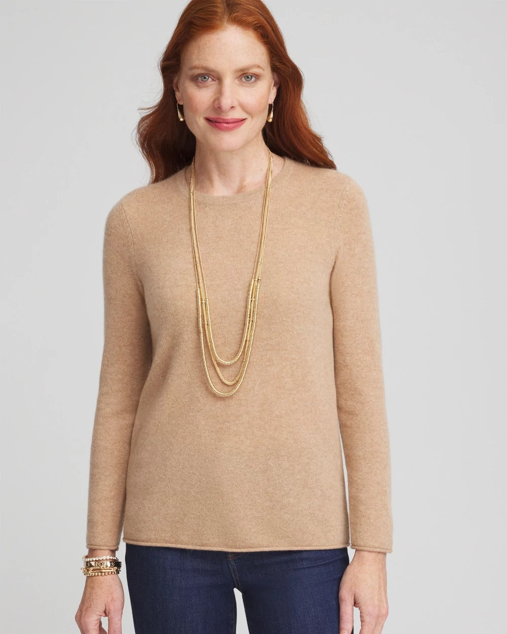 Chico's | Cashmere Crewneck Sweater/ Camel