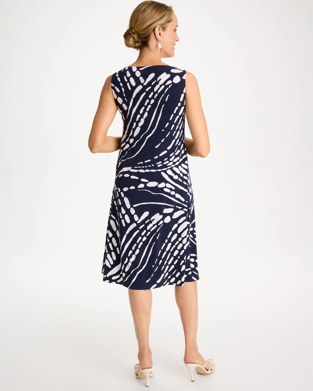 Chico's | Jersey Knit Printed Shift Dress/ Passport Blue
