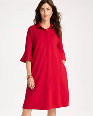Chico's | Ponte Knit Flounce Sleeve Dress/ Cherry Lush