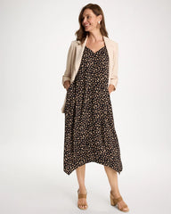 Chico's | Rayon-Silk Asymmetrical Hem Dress/ Black