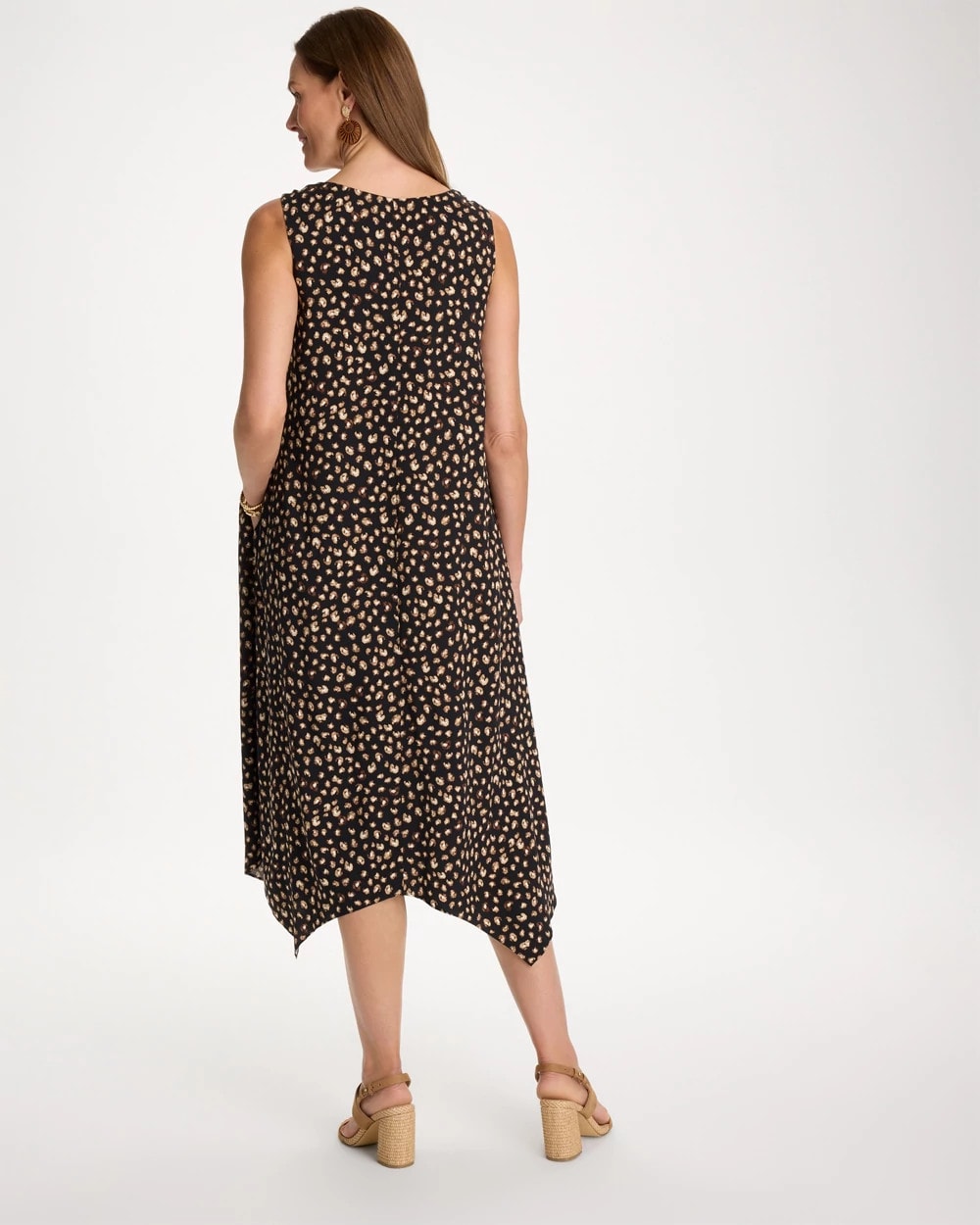Chico's | Rayon-Silk Asymmetrical Hem Dress/ Black