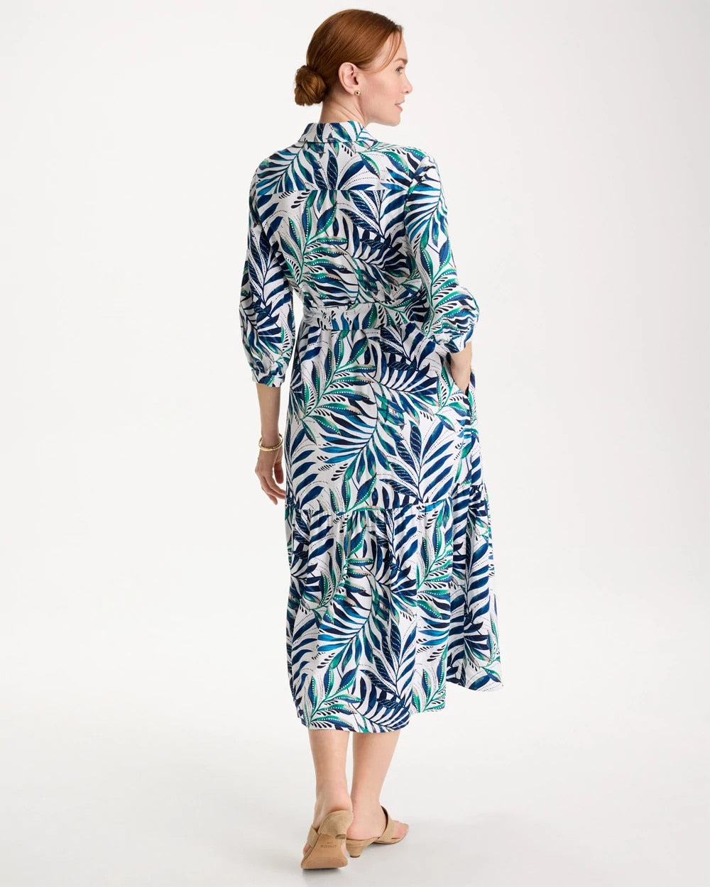 Chico's | Palm Cotton-Rayon Slub Shirtdress/ Passport Blue