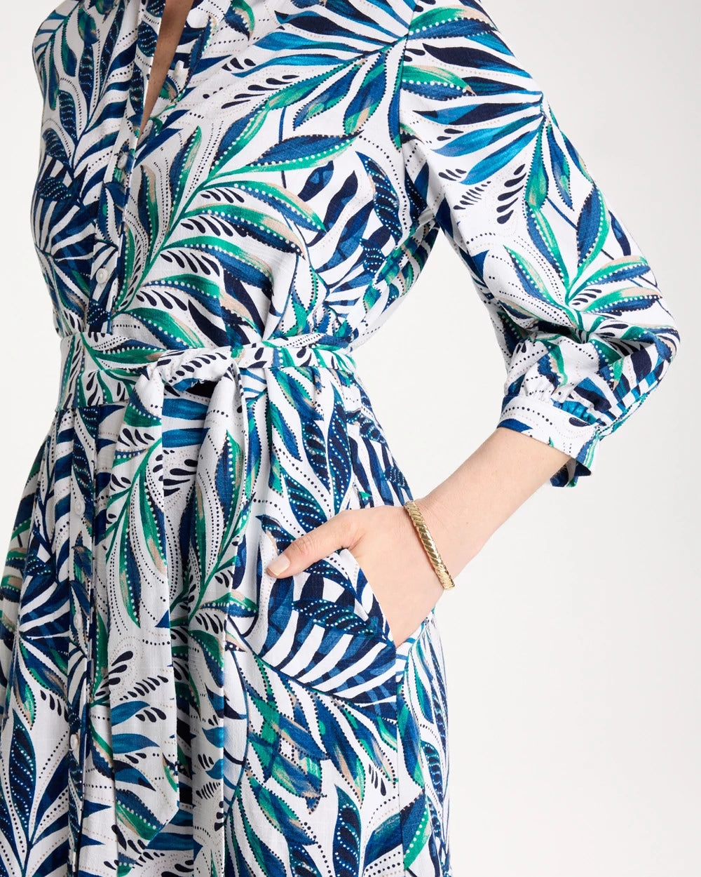 Chico's | Palm Cotton-Rayon Slub Shirtdress/ Passport Blue