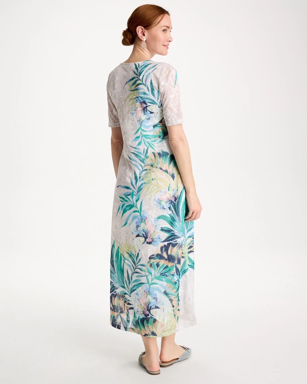 Chico's | Jersey Knit Tropical Maxi Dress/ Alabaster