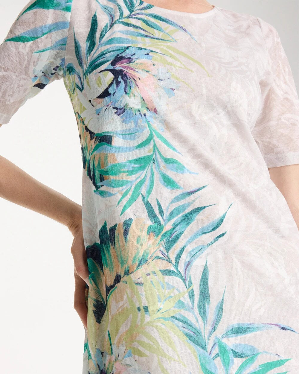 Chico's | Jersey Knit Tropical Maxi Dress/ Alabaster