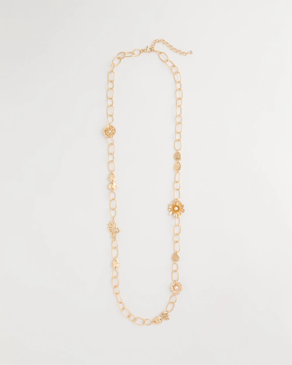 Chico's | Flower Long Single-Strand Necklace/ Gold