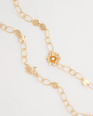 Chico's | Flower Long Single-Strand Necklace/ Gold