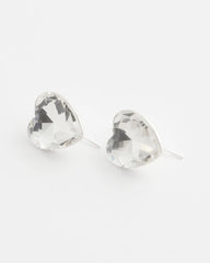 Chico's | Crystal Heart Gem Drop Earrings/ Neutral