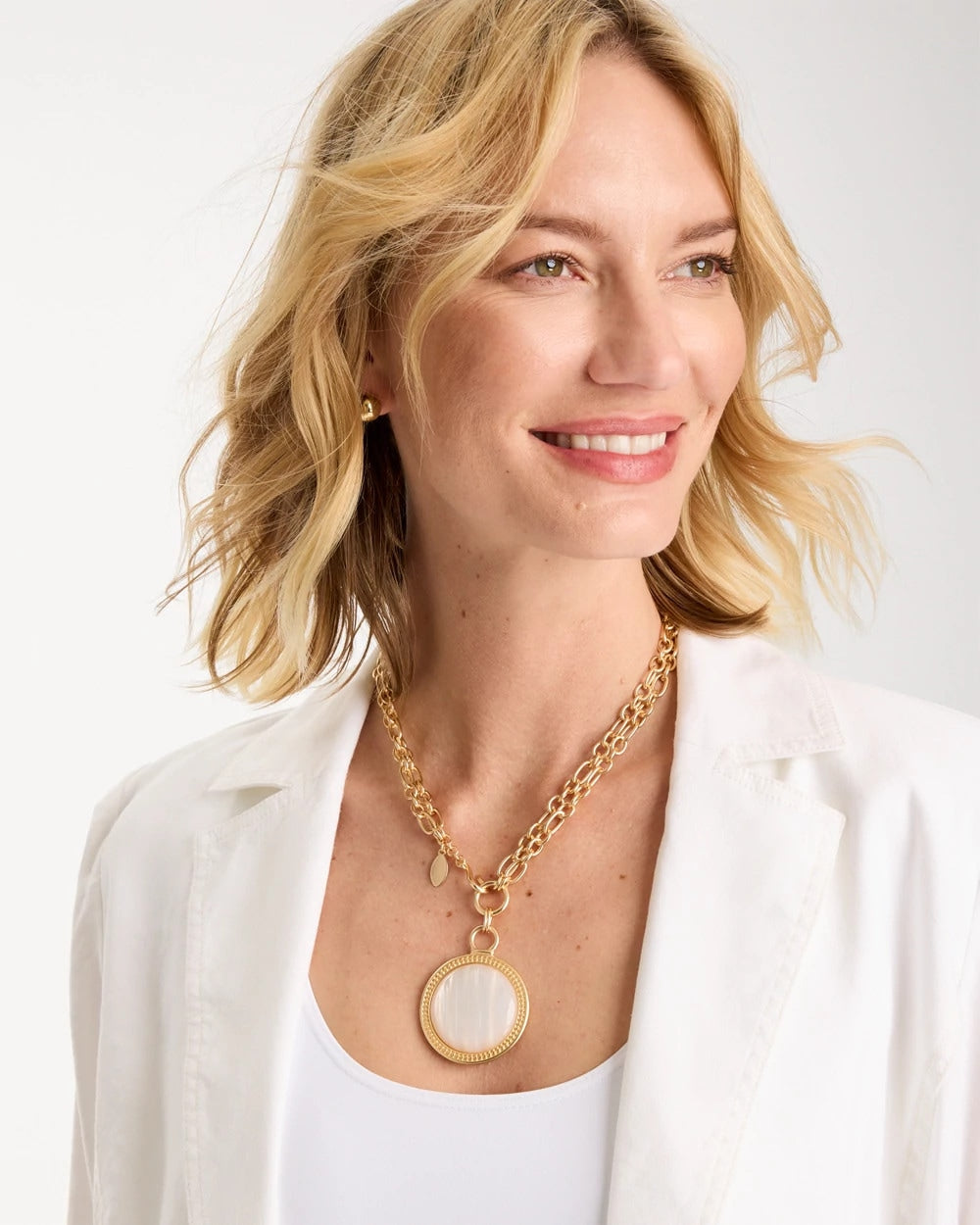 Chico's | Reversible Swan Pendant Necklace/ Gold
