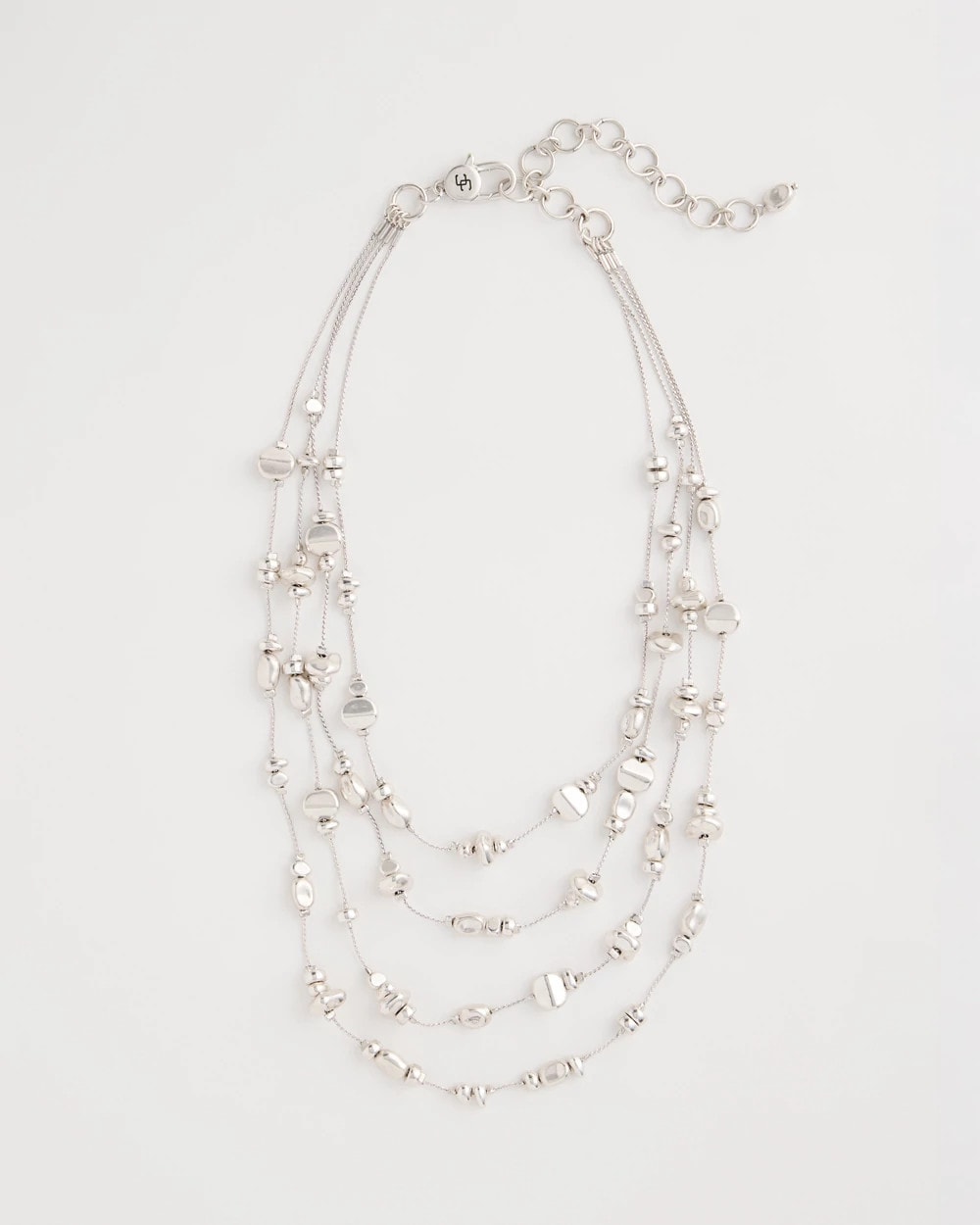 Chico's | Silvertone Nugget Illusion Necklace/ Silver