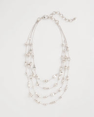 Chico's | Silvertone Nugget Illusion Necklace/ Silver