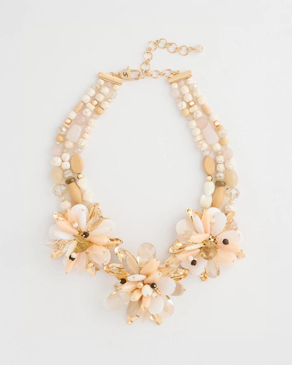 Chico's | Chico's Originals Neutral Floral Bib Necklace/ Neutral