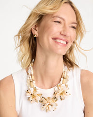 Chico's | Chico's Originals Neutral Floral Bib Necklace/ Neutral