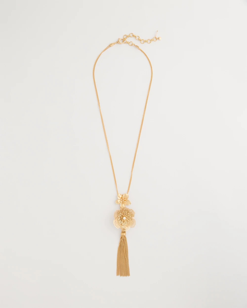 Chico's | Filigree Flower Tassel Necklace/ Gold