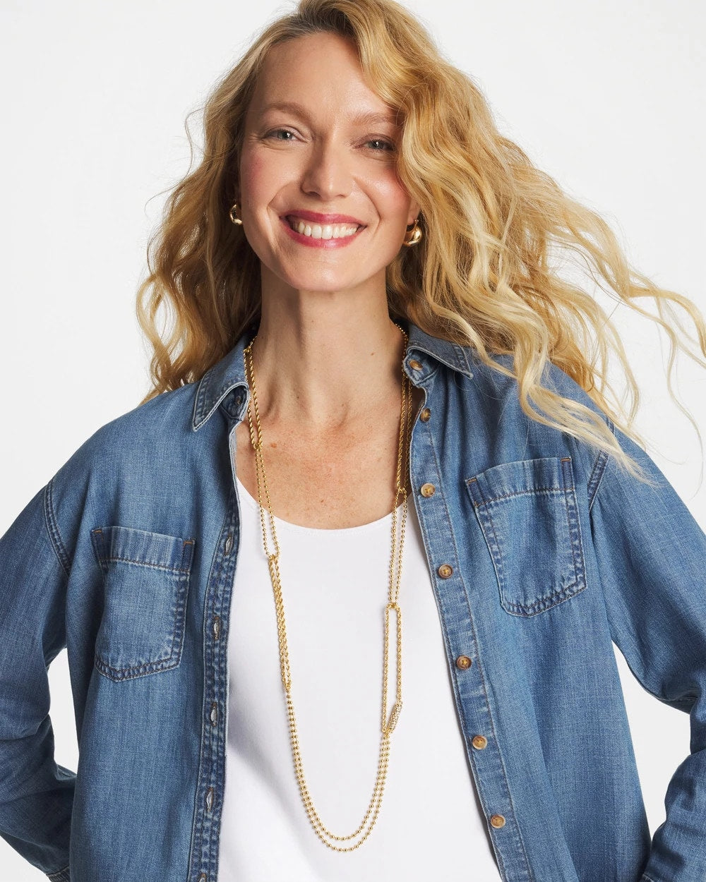 Chico's | Long Gold Ball Chain Single Strand/ Gold