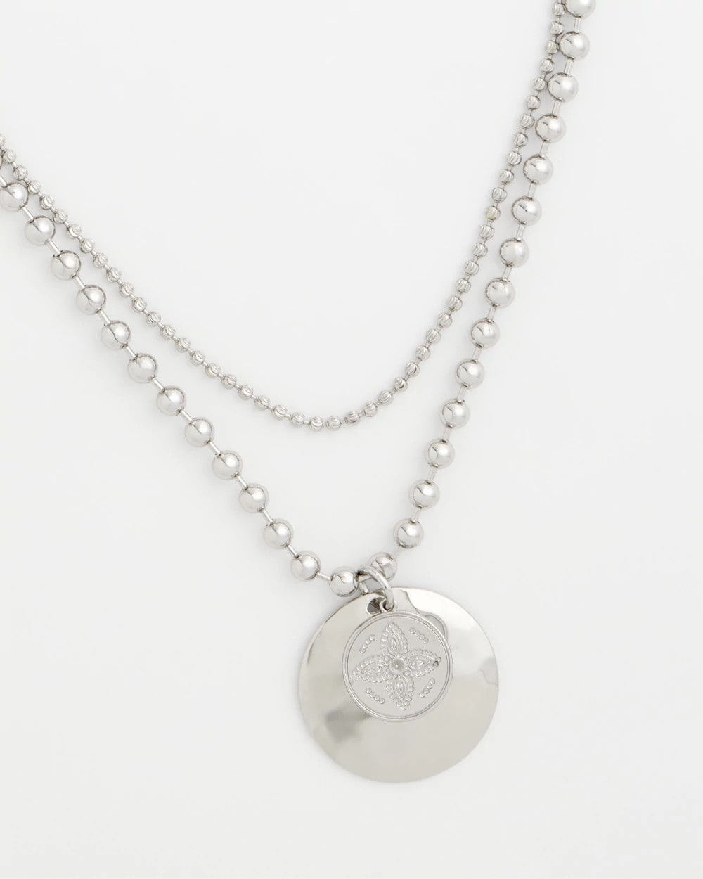 Chico's | Short Silver Ball Chain Pendant/ Silver