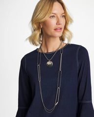 Chico's | Short Silver Ball Chain Pendant/ Silver