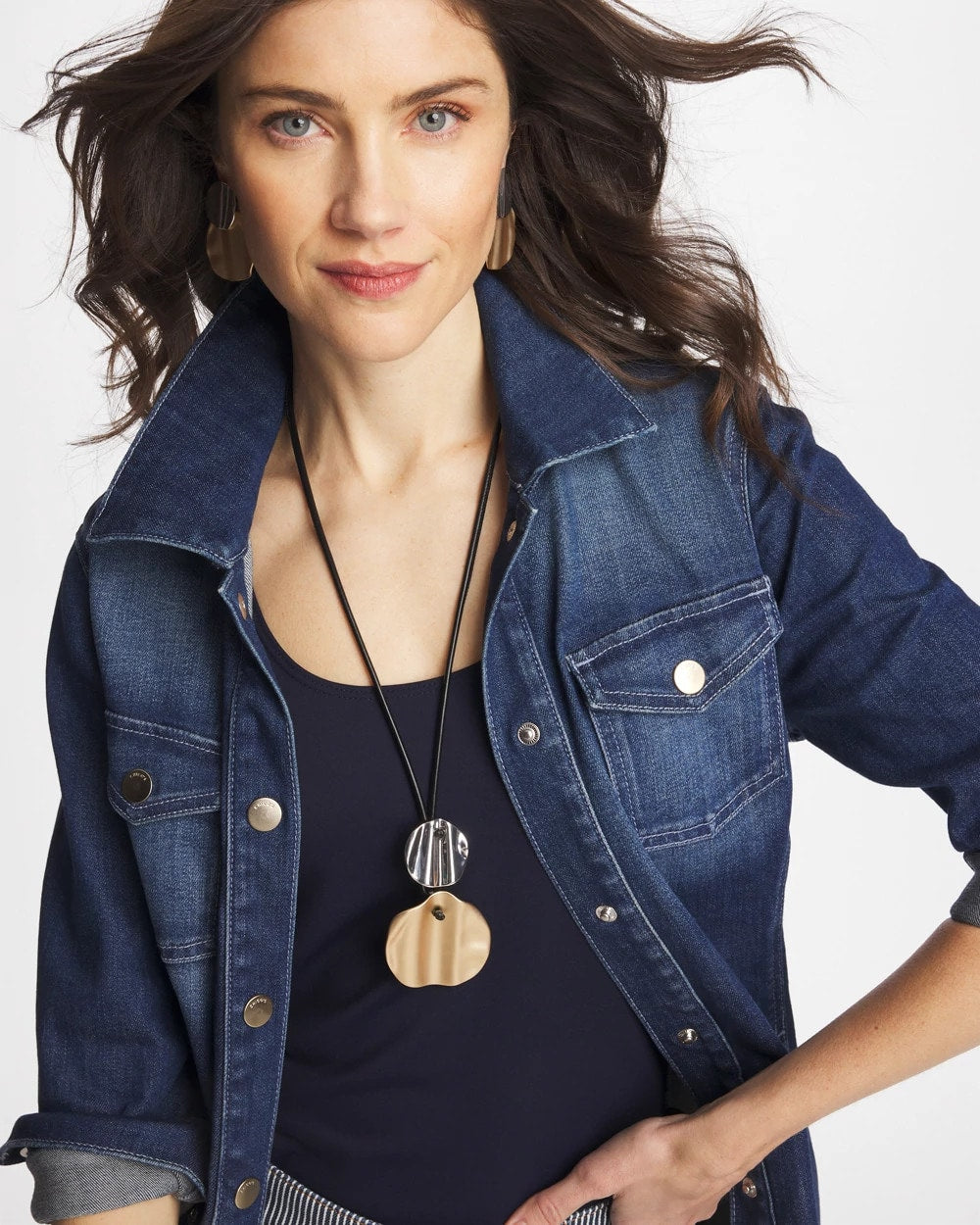 Chico's | Crinkle Mixed Metal Pendant/ Mixed Metals