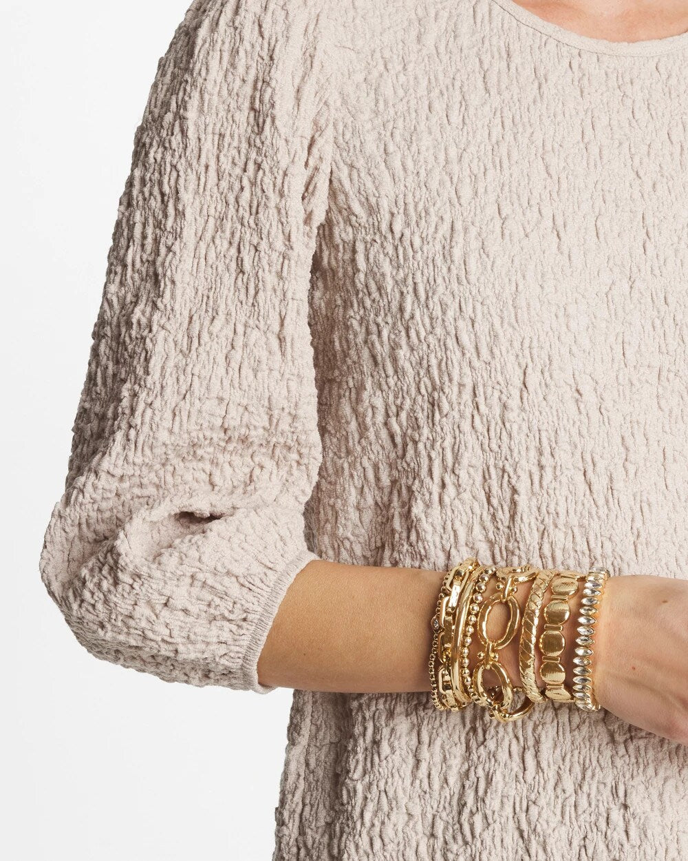 Chico's | Textured Circle Stretch Bracelet/ Gold