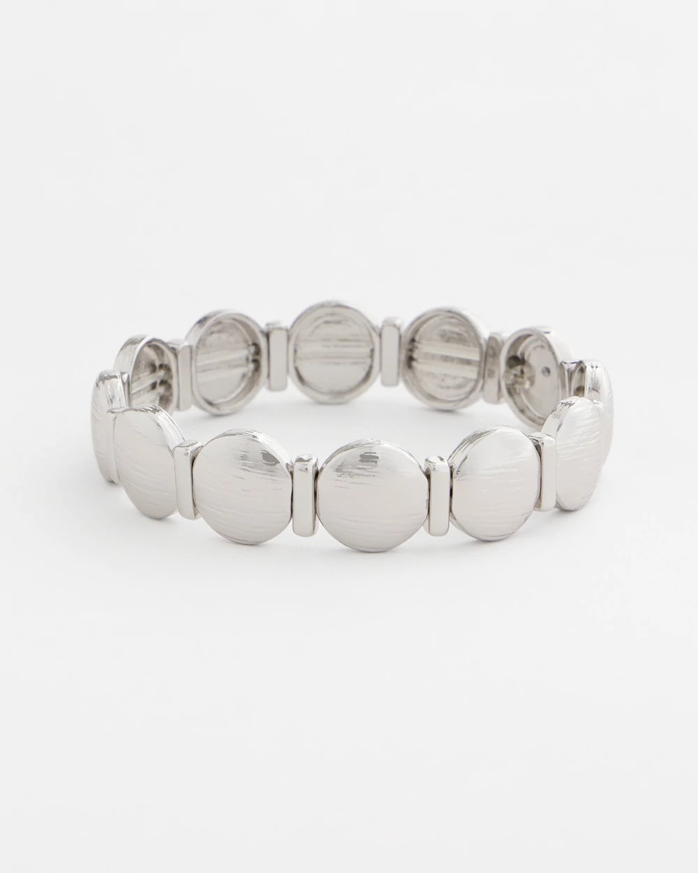 Chico's | Silver Textured Circle Stretch Bracelet/ Silver
