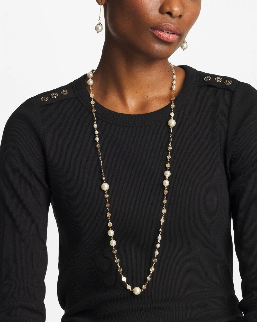 Chico's | Pearl and Link Necklace/ Pearl