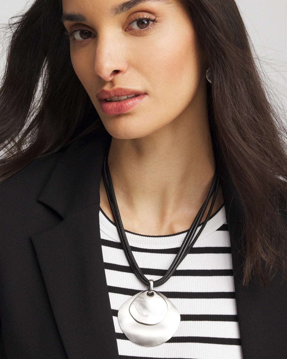 Chico's | Silver Pendant On Cord/ Silver