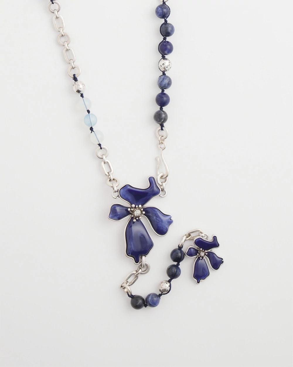 Chico's | Blue Flower Long Y-Necklace/ Blue