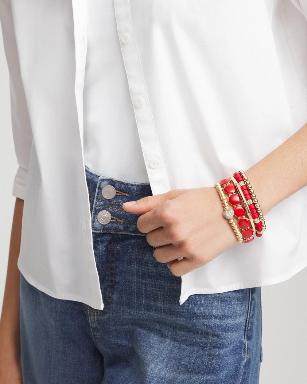 Chico's | Gold Heart Stretch Bracelet/ Gold