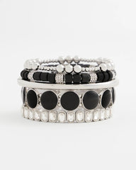 Chico's | Black Barrel Bead Stretch Bracelet/ Black