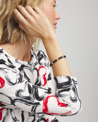 Chico's | Black Barrel Bead Stretch Bracelet/ Black