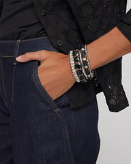 Chico's | Black Barrel Bead Stretch Bracelet/ Black