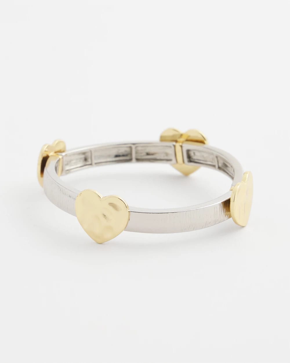 Chico's | Mixed Metal Heart Stretch Bracelet/ Mixed Metals