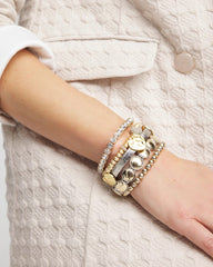 Chico's | Mixed Metal Heart Stretch Bracelet/ Mixed Metals