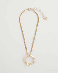Chico's | Short Circle Pendant/ Gold