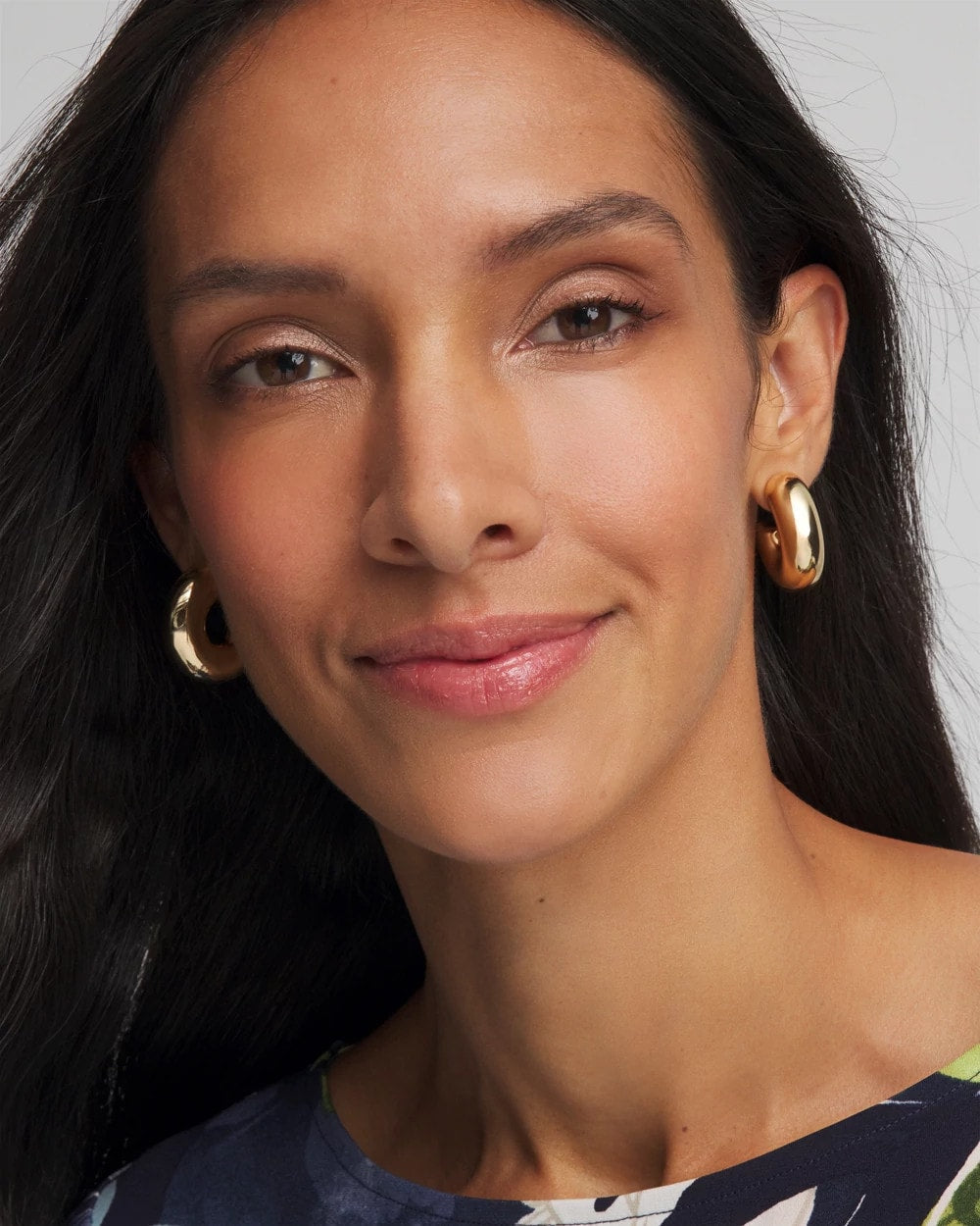 Chico's | Gold Puff Hoop Earrings/ Gold
