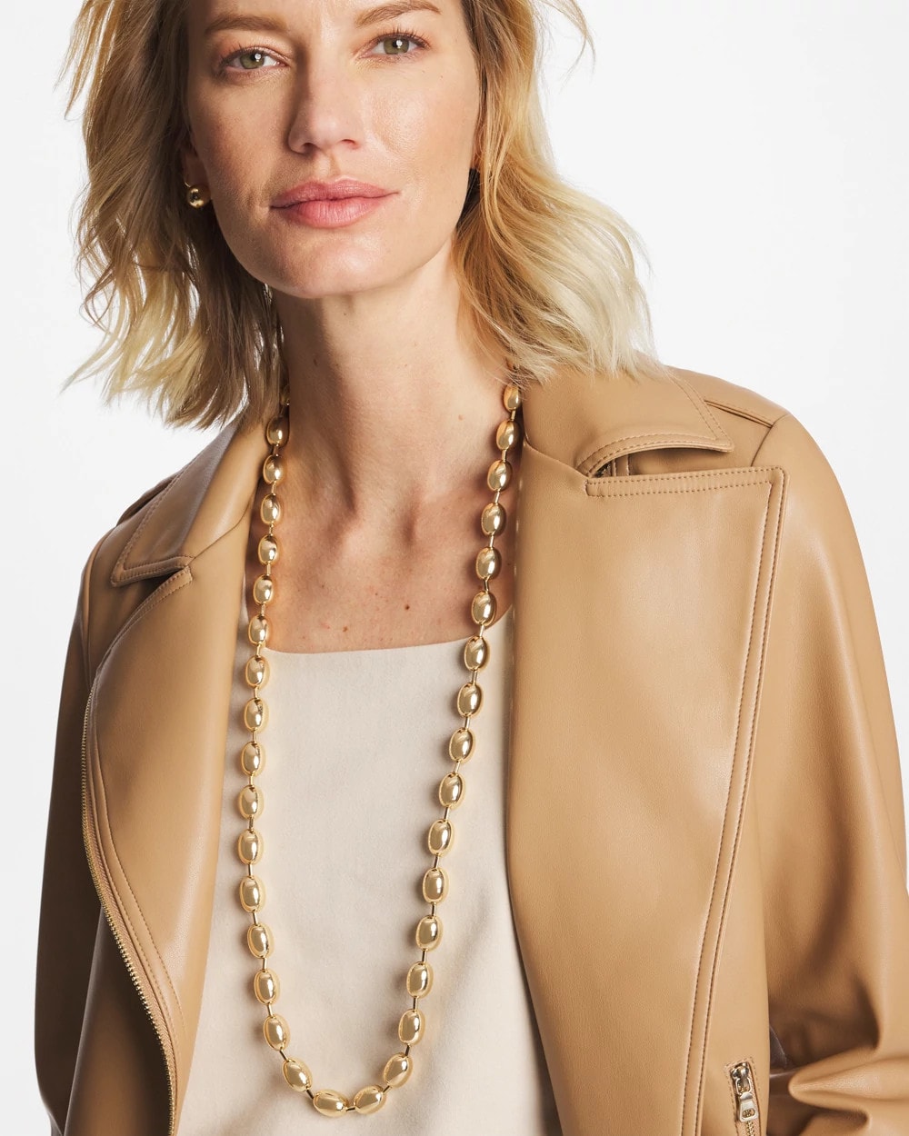 Chico's | Gold Bead Long Single Strand Necklace/ Gold