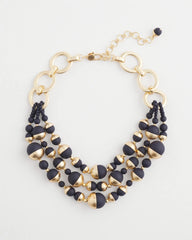 Chico's | Gold & Navy Bead Necklace/ Navy