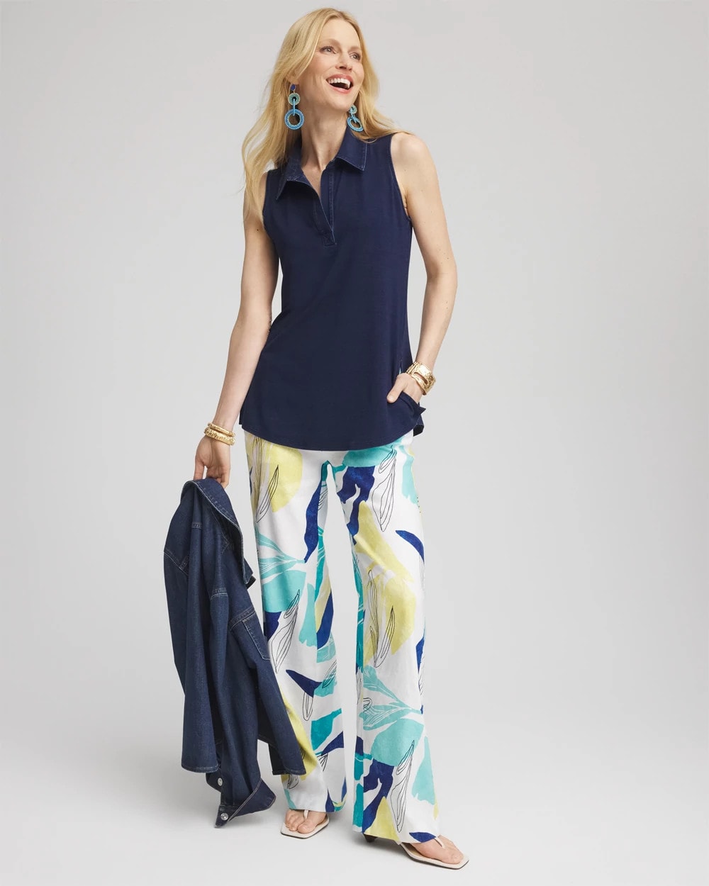 Chico's | Denim Sleeveless Collared Tunic/ Riviera Authentic