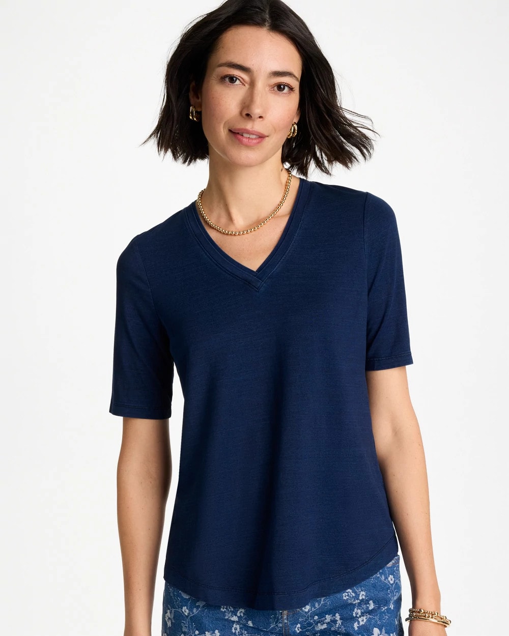 Chico's | Cotton Slub V-Neck Tee/ Riviera Authentic