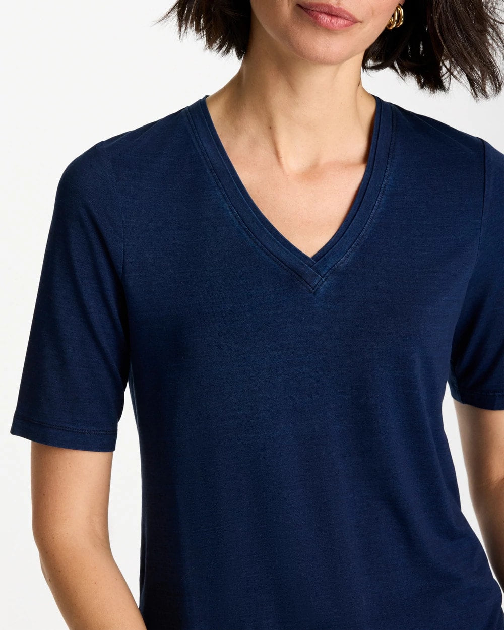 Chico's | Cotton Slub V-Neck Tee/ Riviera Authentic