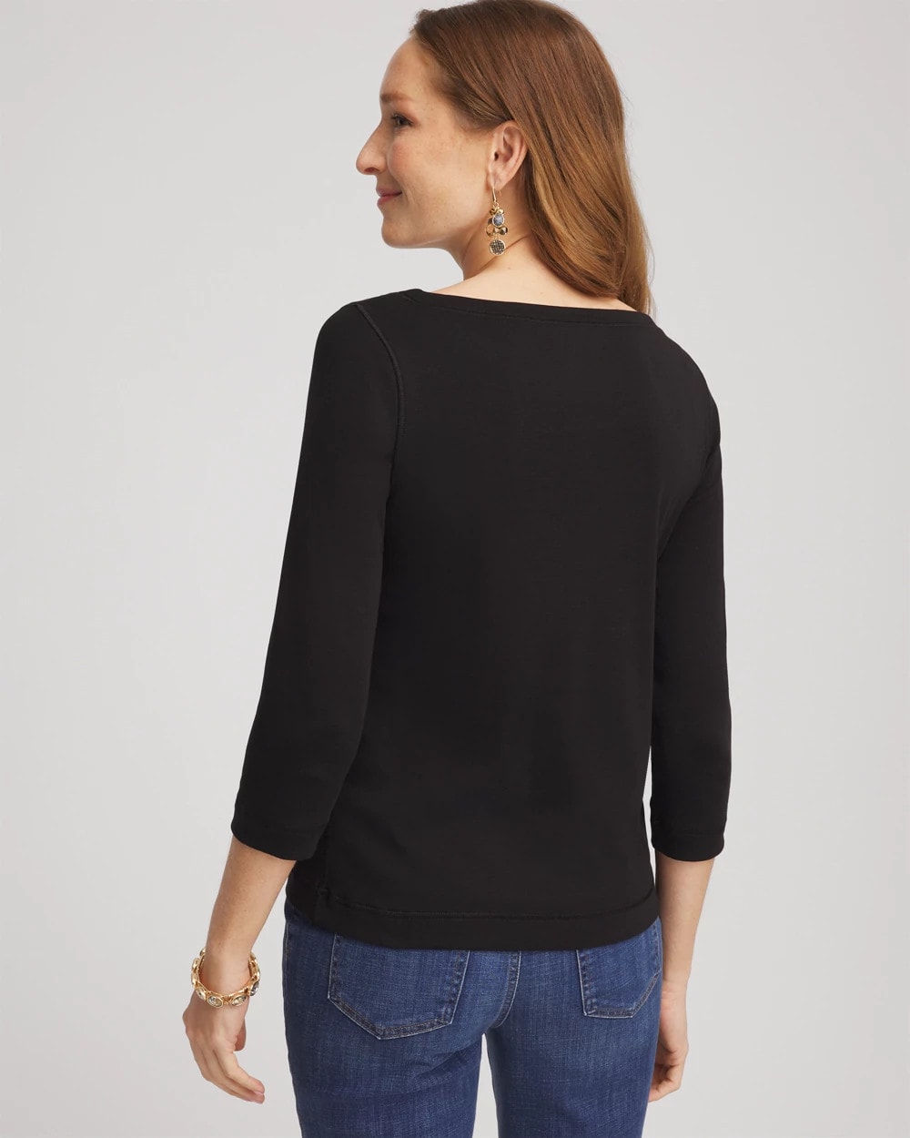 Chico's | Pima Cotton 3/4 Sleeve Tee/ Black